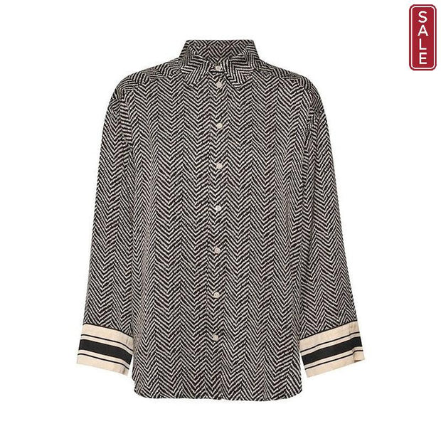 Part Two - SarinaPW Blouse in  Black Herringbone