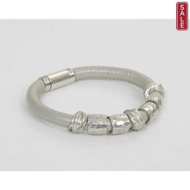 STRATA - Achilles - Nappa Leather Bracelet with Pewter Beads