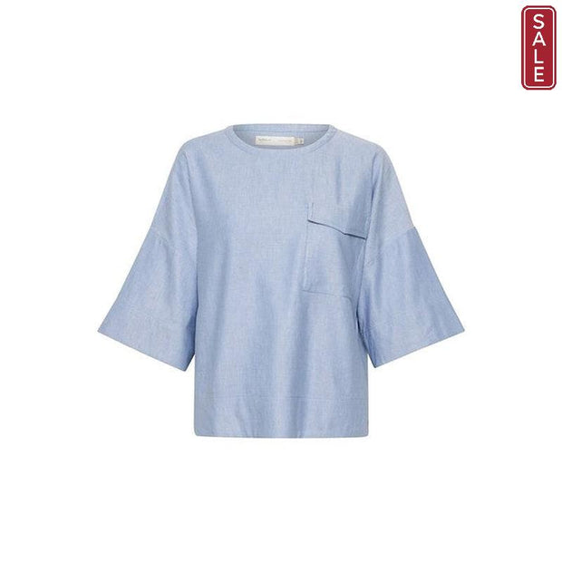 InWear - KeiIW 3/4 Sleeve Box Fit Top in Chambray Blue