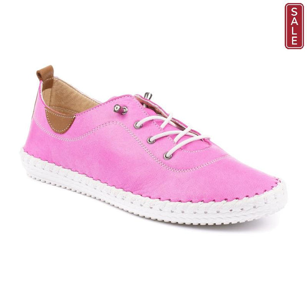 Lunar Shoes - St Ives Leather Plimsoll in Fuschia