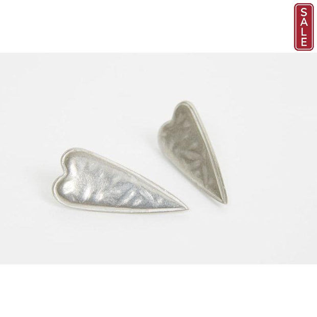 STRATA - Heart Hammered Pewter Earrings