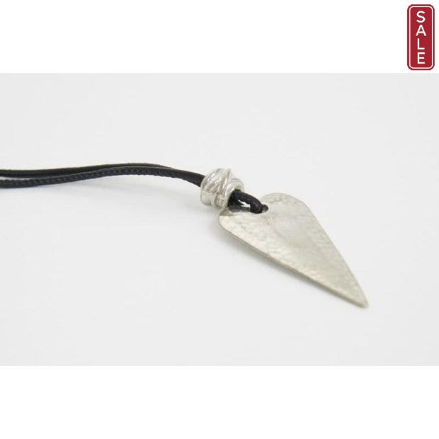 STRATA - Reva Long Leather Necklace with Hammered Pewter Heart (2 colours)
