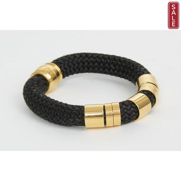 STRATA - Sasha - Black Bracelet with Gold Tubes