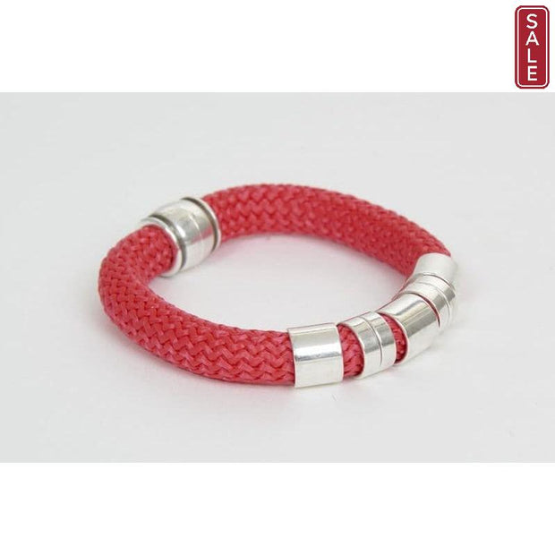 STRATA - Sasha - Red Bracelet with Silver Tubes