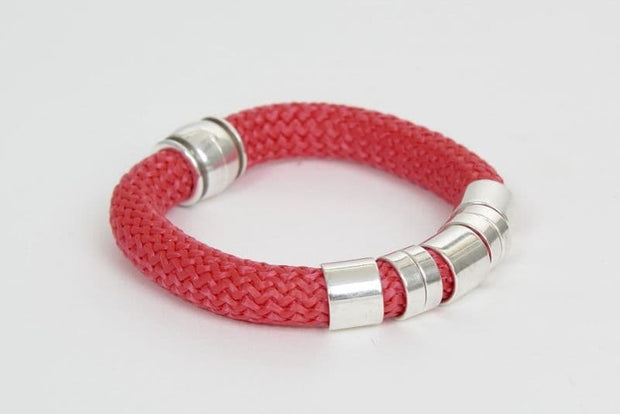 STRATA - Sasha - Red Soft Cord Necklace with Silver Tubes
