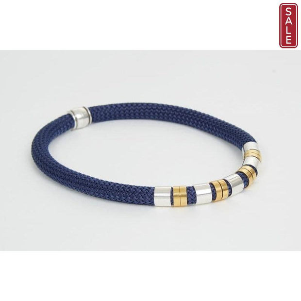 STRATA - Sasha - Blue Soft Cord Necklace with Gold and Silver Tubes