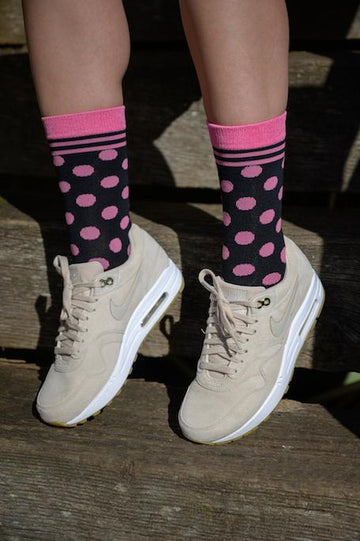Swole Panda - Ladies Bamboo Socks - Black/Pink Polka Dot (SP-LS-11)