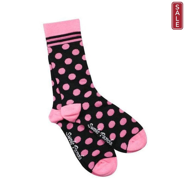 Swole Panda - Ladies Bamboo Socks - Black/Pink Polka Dot (SP-LS-11)