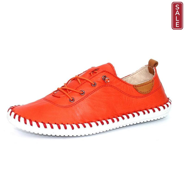 Lunar Shoes - St Ives Leather Plimsoll in Orange