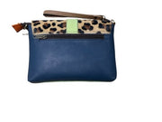 Soruka - Light Green and Animal Print Leather Shoulder/Crossbody Bag with Wrist Strap (047910P)
