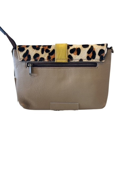 Soruka - Dark Green and Animal Print Leather Shoulder/Crossbody Bag with Wrist Strap (047910P)