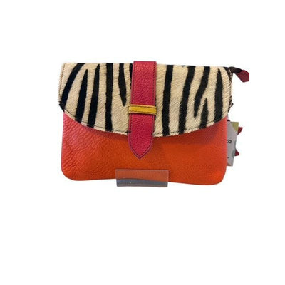 Soruka - Orange and Animal Print Leather Shoulder/Crossbody Bag with Wrist Strap (047910P)