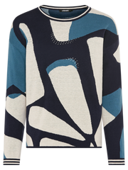 Olsen - Round Neck Long Sleeve Multicoloured Jumper with Diamante (11004686)