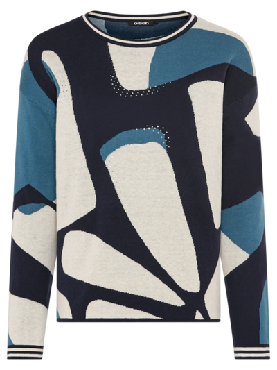 Olsen - Round Neck Long Sleeve Multicoloured Jumper with Diamante (11004686)