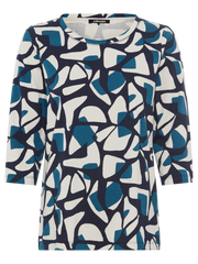 Olsen - Hannah - Round Neck with Short V 3/4 Sleeves in a Bold Print (11105176)