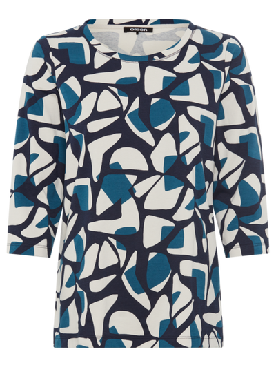 Olsen - Hannah - Round Neck with Short V 3/4 Sleeves in a Bold Print (11105176)