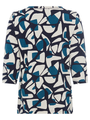 Olsen - Hannah - Round Neck with Short V 3/4 Sleeves in a Bold Print (11105176)