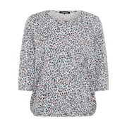 Olsen - Clara - Round Neck 3/4 Sleeve Blouson Top with Short Slit at Neckline (11105281)