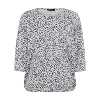 Olsen - Clara - Round Neck 3/4 Sleeve Blouson Top with Short Slit at Neckline (11105281)