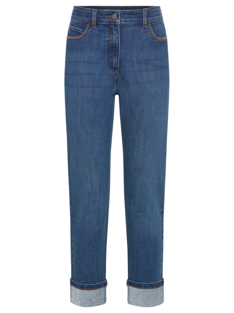 Olsen - Cropped Denim Jeans with Diamante Detail on Turnup (14002457)