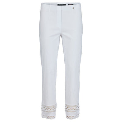 Robell – Marie 09 - Straight Leg Cropped Trousers with Lace Detailing on Hem (53489-5499)