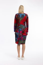 Orientique - Houses - Long Sleeve Bubble Dress in Multicolour Houses Print (20068)