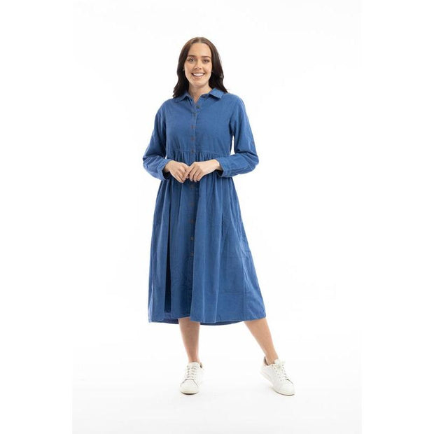 Orientique - Fine Cord Collared Layered Maxi Dress (20070) (2 colours)