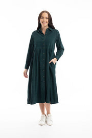 Orientique - Fine Cord Collared Layered Maxi Dress (20070) (2 colours)