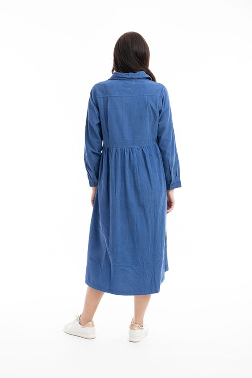 Orientique - Fine Cord Collared Layered Maxi Dress (20070) (2 colours)