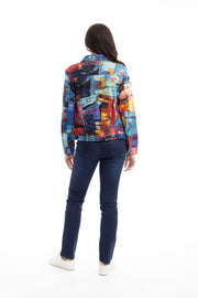 Orientique - Short Biker Jacket in Night Boats Print (23014)