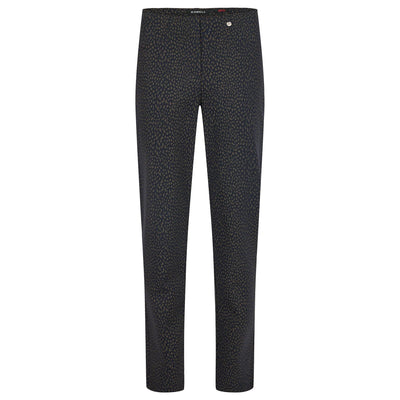 Robell – Bella  - Full Length Soft Winter Trousers in a Black & Grey Print (52564-55049)