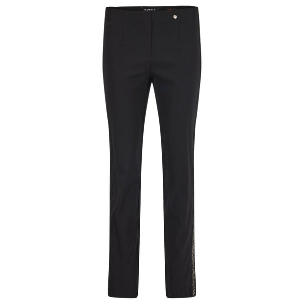 Robell – Marie - Straight Leg Full Length Trousers with Diamante Detail on side hemline (53544-5499)