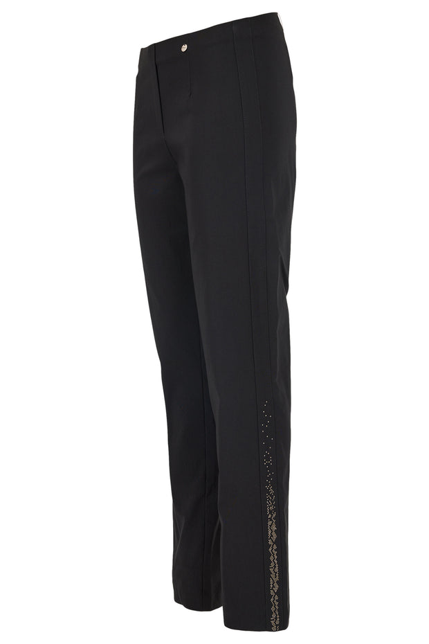 Robell – Marie - Straight Leg Full Length Trousers with Diamante Detail on side hemline (53544-5499)
