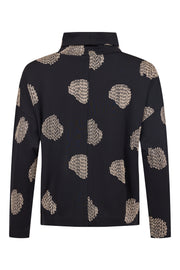 NOEN - Long Sleeve Wide Neck Top With An Embossed Embroidered Pattern (83661-81265) Black