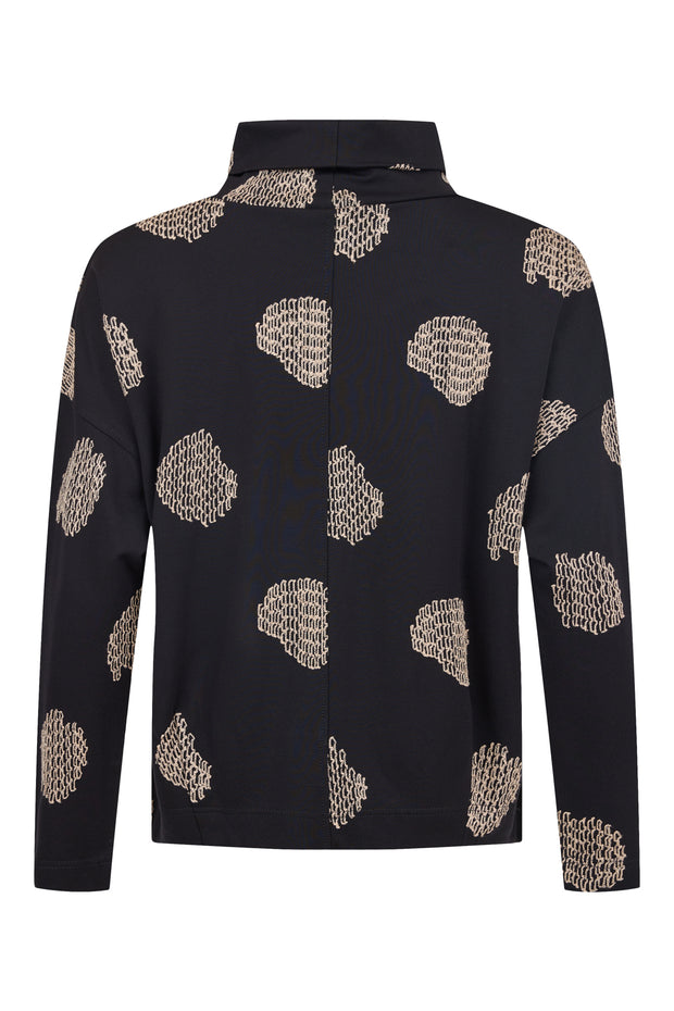 NOEN - Long Sleeve Wide Neck Top With An Embossed Embroidered Pattern (83661-81265) Black