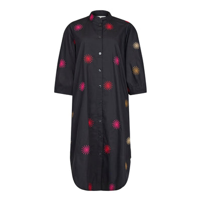NOEN - 3/4 Sleeve Cotton Dress with Embroidered Sunbursts (88522-81262)