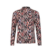 Sunday - Long Sleeve Top in a Bold Black/Red/Neutral Print (6770-6379)