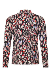 Sunday - Long Sleeve Top in a Bold Black/Red/Neutral Print (6770-6379)