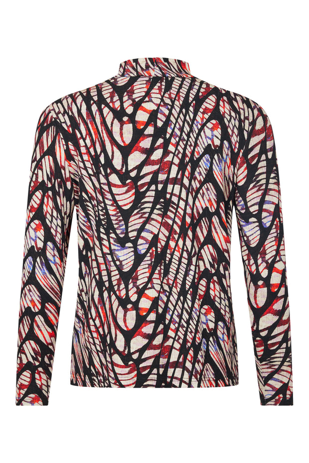 Sunday - Long Sleeve Top in a Bold Black/Red/Neutral Print (6770-6379)