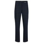 Robell – Bella  - Full Length Soft Winter Trousers in Navy & Grey Check (52564-55054)