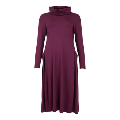 NOEN - Long Sleeve Cowl Neck Soft Knit Dress in Burgundy (88604-2428)