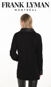 Frank Lyman - Black Knitted Thigh Length Coat with Diamante Zip