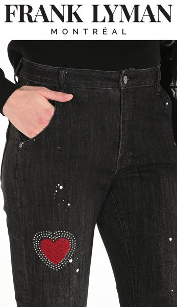 Frank Lyman - Black Cropped Leg Jeans with a Heart Design