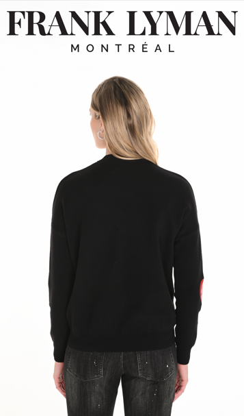 Frank Lyman - Black Round Neck Jumper with Hearts & Lips Design