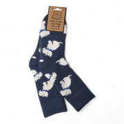 Jess & Lou - Westie Navy Ladies Ribbed Socks (SL350)