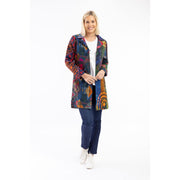 Orientique - Mid Length Coat in Bold Digital Mosaic Print (62741)