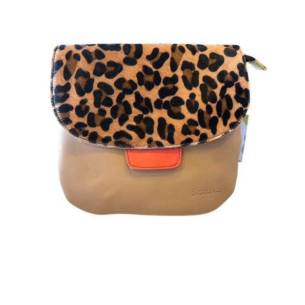 Soruka - Lucy - Printed Leather Crossbody/Shoulder Bag in Beige/Animal Print (81201)