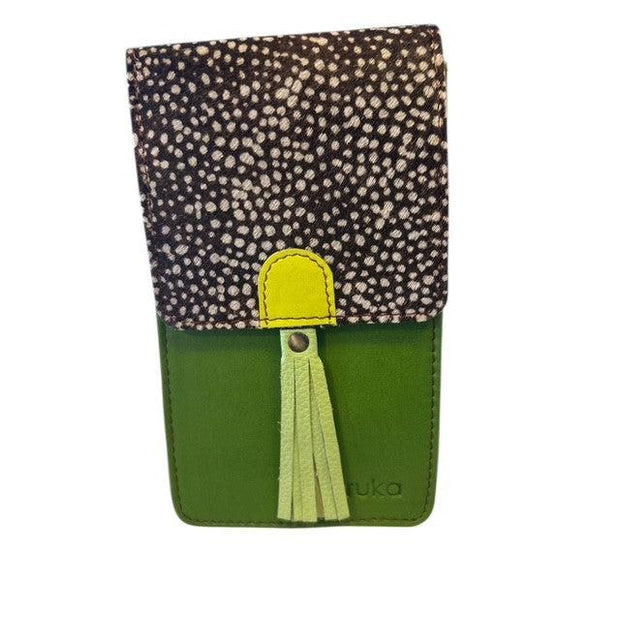 Soruka - GIA - Phone Bag In Shades of Green Leather with Print Flap (83019) (3 colours)