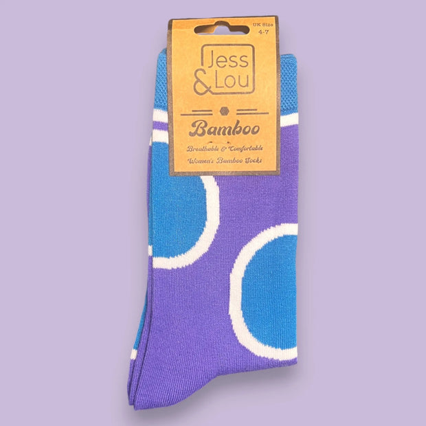 Jess & Lou - Purple and Blue Ladies Bamboo Socks (BW121)