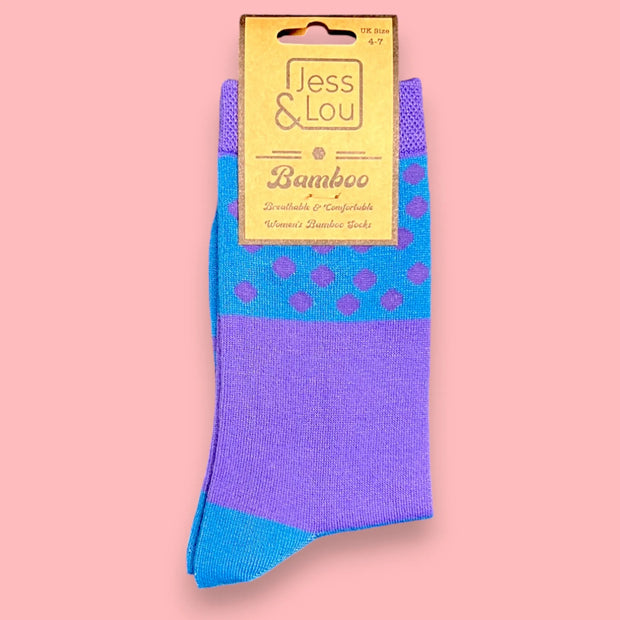 Jess & Lou - Purple and Blue Ladies Bamboo Socks (BW131)